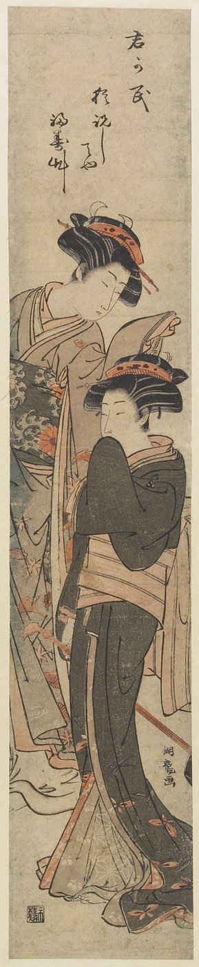 (Twee Courtisanes Staand in Kamer), c. 1775-1777 door Isoda Koryusai